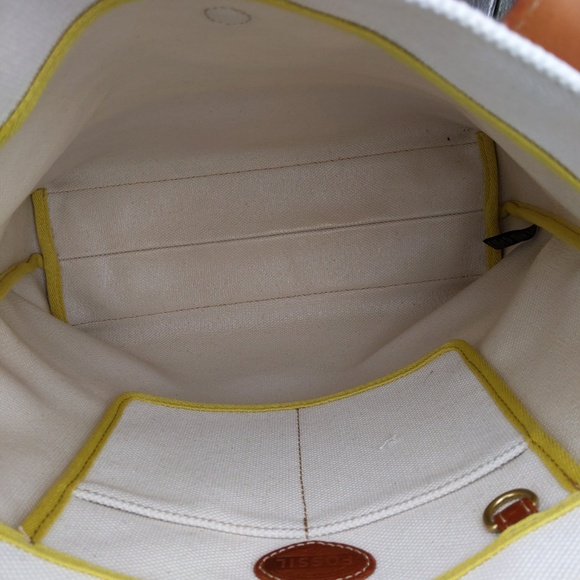 Fossil  Coated Canvas Leather Tote Shopper Bag - Picture 8 of 8